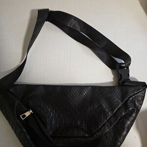 Black Textured Crossbody Bag